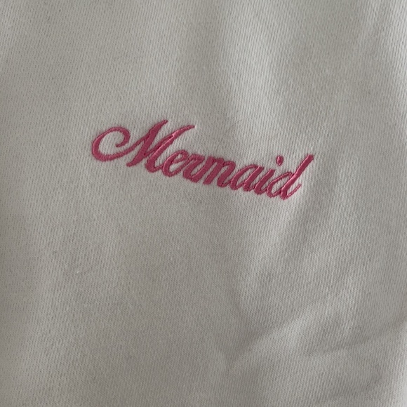 Mermaid cropped white hoodie sweatshirt - Like New - Picture 2 of 4